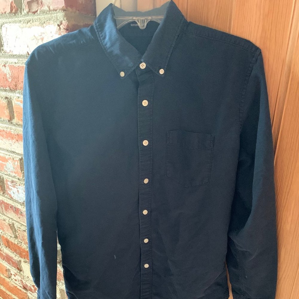 American Eagle Dark Blue Oxford Button Down Shirt